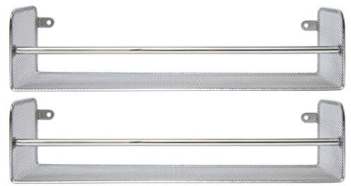 Amtido Spice Rack 2-Pack Wall and Inside Cupboard Door Mount - Metal Mesh Spice and Jar Holder Organiser - Chrome