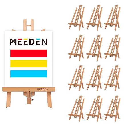MEEDEN 12 Stück Tischstaffelei Holz, 40 CM Display Staffeleien, Kinder Staffelei Tisch, Bild Ständer Massives Buchenholz, Klappbar und Platzsparend, Hält Leinwände bis zu 35 CM
