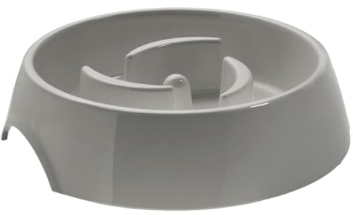HUNTER Atlanta Anti-Schlingnapf | Melamin, Futternapf gegen Schlingen, kratz- & stoßfest, spülmaschinengeeignet, Farbe: Grau, Größe: 550 ml