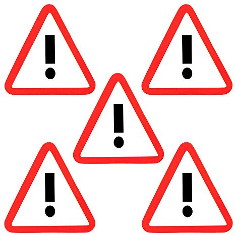 5 Point d'exclamation Aimants - 6 x 5 cm - pour Tableau magnétique, réfrigérateurs et Tableau Blanc - Magnétique Emoji de Danger