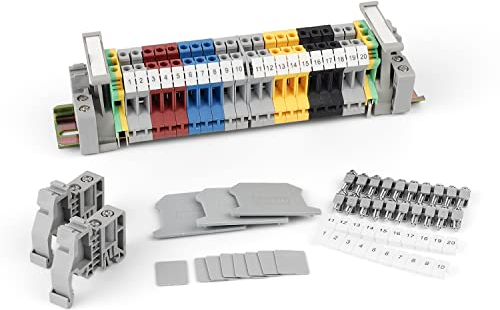 Din Rail Connectors, Her Kindness DIN Rail Terminal Blocks Kit, UK-2.5B 12 AWG Terminal Blocks, Ground Blocks, FBI-10-6-Steckbrücken, UK-B1,ZB6, E/UK End Brackets, UK-2.5B End Covers, DIN Rail