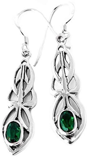 Silber Ohrringe Áine 2.9 cm Grüner Smaragd Trachtenschmuck Ohrschmuck 925 Sterling Silber