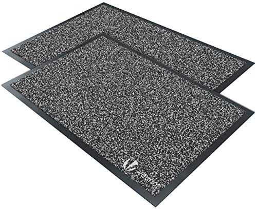VOUNOT 2er-Set Fußmatte für Haustür Innen und Außen, Schmutzfangmatte Waschbar, Türmatte rutschfest, Anthrazit-Schwarz, 40x60cm