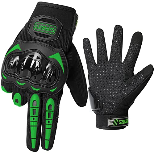 LVNRIDS Guanti da Moto Full Finger Touch Screen Donna Uomo Guanti Sportivi da Esterno per Motocross Ciclismo Campeggio Caccia Arrampicata Verde M