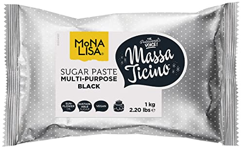 Massa Ticino Mona Lisa Zuckerpaste für Kuchen, 1 kg, Schwarz