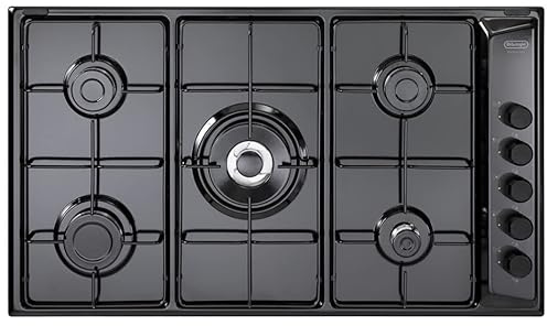 Delonghi FLN59DD Plateau de cuisson à gaz noir 90 cm 5 feux 1 double couronne
