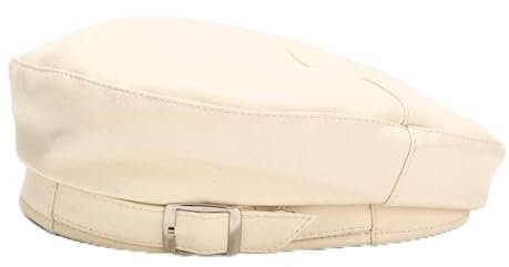oonui Baskenmütze Damen Vier Jahreszeiten Baskenmütze Aus Massivem Leder Mit Schnalle, Achteckiger Hut, Damen, Beige, 55-60 cm