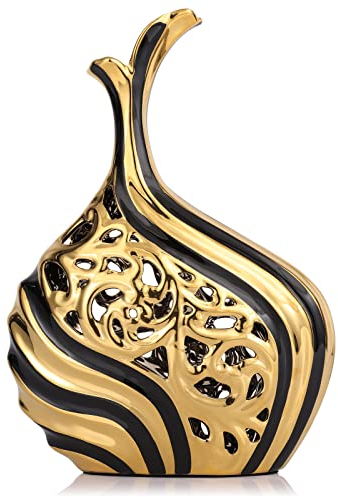 Black Gold Vase Premium Wedding Decor Pampas Grass Modern Tall Floor for Living Room Dining Room Entryway