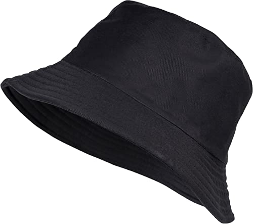 styleBREAKER Unisex Wende Fischerhut aus Baumwolle | 2 in 1 Reversible Bucket Hat Streetwear Look | Sonnenhut Anglerhut für Damen und Herren, Farbe:Schwarz