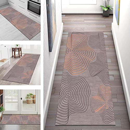 Teppich Läufer Flur Küche rutschfest waschbar Teppichläufer Lang 50X200CM Abstrakt Muster Küchenläufer Meterware Korridor Tepiche Esszimmer Schlafzimmer Wohnzimmer Schmutzfangmatte Breit 40-120cm