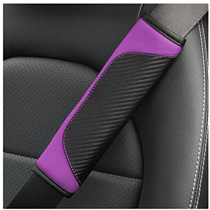 JNNJ 2 Stück Universal Sicherheitsgurt Schulterpolster für Auto, Lila | Klettverschluss, Angenehmer Schulterkomfort, Für Rucksack Und Tasche Geeignet, Schnelle Montage, Autozubehör