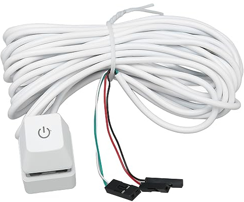 Jectse Desktop-Computer-Netzschalter, Externer PC-Netzschalter-Knopf, Netzteil-Steueradapterkabel 2 M/4 M, Blauer Schalter, Hintergrundbeleuchteter (Blaues Licht 4m)
