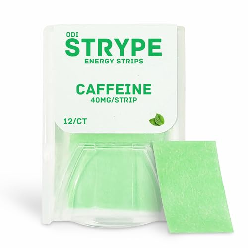 ODiSTRYPE Energy Strips | Instant Caffeine in a Strip | 80mg per Serving | Portable Caffeine + Breath Mints | Zero Calories & Zero Sugar | Spearmint Flavor | 12 Strips per Pack