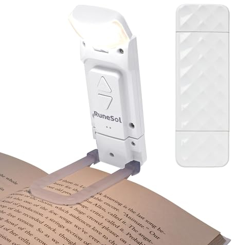 Runesol Weiß Leselampe Buch Klemme, USB-aufladbare Leselicht, 3 augenschonende Modi Buchlampe für das Lesen im Bett, Reading Light mit 80 Stunden Akkulaufzeit
