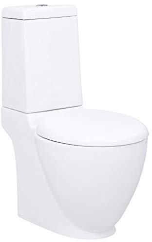 INLIFE Inodoro de cerámica Cuarto de baño Redondo Salida vertical Blanco,44,25 KG,3059888