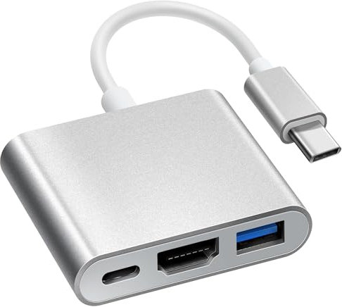 USB C to HDMI Adapter, Fubiaofei Type C HDMI 4K Output Converter USB 3.0 Hub, 3 in 1 USB-C Multiport 100W Fast Charging Digital AV Adapter for iPad Pro MacBook Chromebook &More USBC Devices