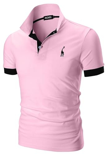 AIOIDI Polo Coton à Manches Courtes pour Homme avec Broderie Girafe Rugby T-Shirt