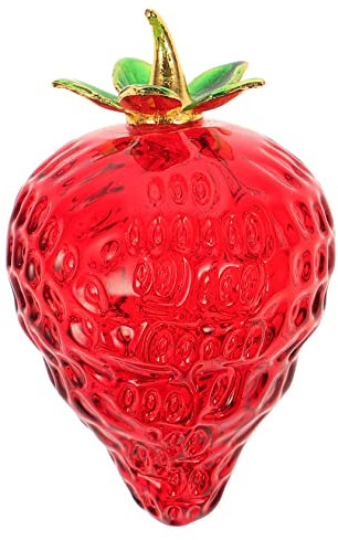 TOPBATHY Erdbeer-Kristall-Ornament Hochzeit Erdbeer Schreibtisch Briefbeschwerer Obst Bürodekoration Kristallfruchtdekor Fruchtstatue aus Kristall Leichter Luxus Glas Pflanze Armaturenbrett