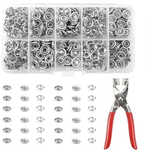 Druckknopf Set Druckknopf Set Jersey Druckknöpfe Metall Mit Zange 200 Sets, Zange Für Druckknöpfe, 9.5mm,Feste Knöpfe Werkzeug,Knopfzange Druckknöpfe Set Für Bastelarbeiten,Kinderkleidung,Kleidersäcke
