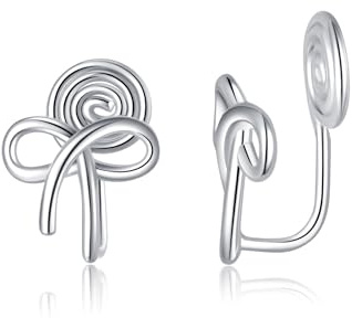 Reffeer 925 Sterling Silber Schleife Ohrringe Clip auf für Frauen Bowknot Manschette Ohrringe Nicht durchbohrt Ohrringe wickeln