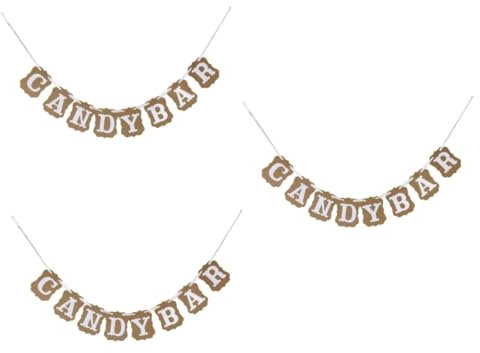 Garneck Candybar Girlande 3st Partybanner Schokoriegel-schild Blumengirlanden Zur Dekoration Girlande Goldenes Glitzerndes Papierschild Vintage-schilder Party-banner Requisiten Hochzeit