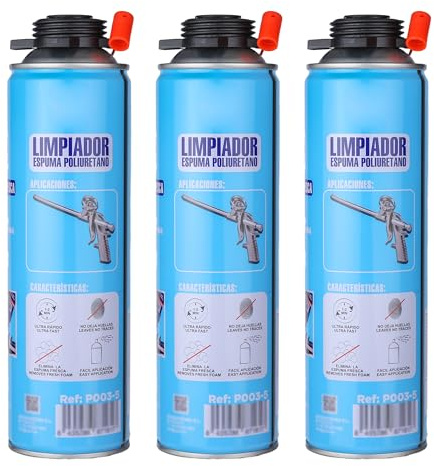 Limpiador de Espuma de Poliuretano - 500 ml - Elimina Residuos de Espuma Fresca con Eficacia y Ultra Rápido - 3 unidades