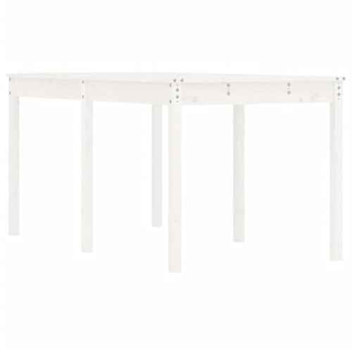 SDWEHO7 Gartentisch Holz Tisch Balkontisch Wetterfest Terrassentisch Outdoor Esstisch Holztisch Beistelltisch Gartenmöbel, Weiß 159,5x82,5x76 cm Massivholz Kiefer