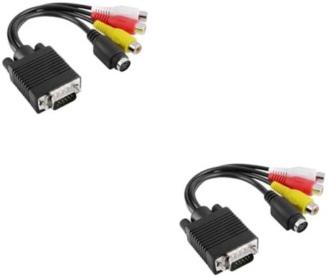 OSALADI 2pièces Câble Adaptateur Vga Svga vers S-Video Et Audio pour Pc Et Télévision Connecteur Broches -Video Broches Noir