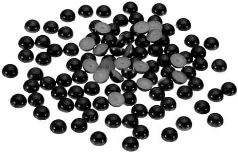 PATIKIL 1000 Piezas De Cuentas De Perlas Planas Para Manualidades, 6mm Medias Perlas De Resina Planas Para Decoración De Uñas, Fundas De Teléfono Hechas A Mano, Negro