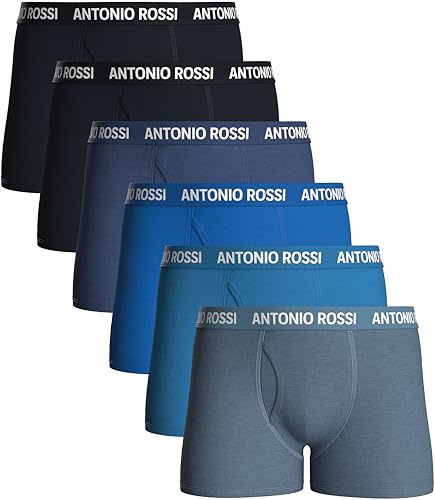 ANTONIO ROSSI Mens Boxers With Fly - Cotton Boxers for Men (6/12Pk) | Boxer Shorts Men Multipack With Keyhole Fitted Trunks, Super-Soft Breathable Cotton, No Itchy Labels, Moisture-Wicking