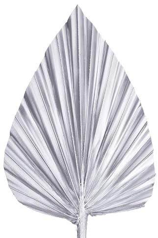 The Baked Studio - Dried Palm Leaf Leaves Palm Spear Cake Topper for Cake Decoration (Silver)