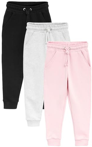 NEXT Fille Pantalon de Jogging Regular en Jersey Doux, Lot de 3 Rose/Gris/Noir 4 Ans