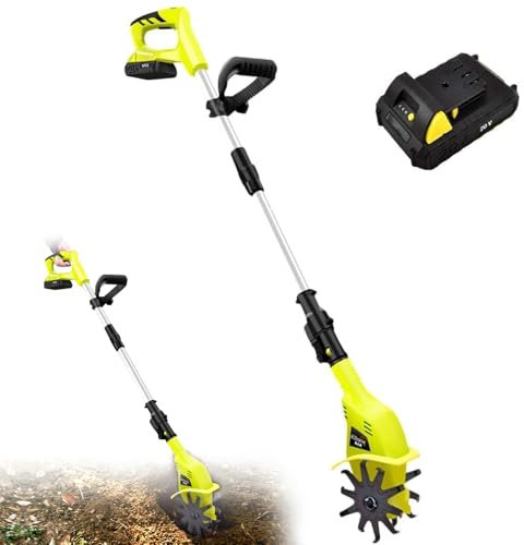 Scarificateurs électriques du cultivateur du Sol pour pelouses, rotavateur de Barre de Jardin sans Fil avec Une Tige télescopique de 97 à 127 cm, Une Profondeur de Labour de 25 cm