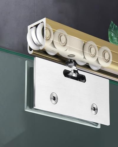 Minglez Kit Porta Scorrevole Binario per Porta Scorrevole in Vetro per Porta a Scomparsa, Kit Ferramenta per Porta Bypass a Parete per Porta dell'Armadio(Style3,54in/137.2cm)