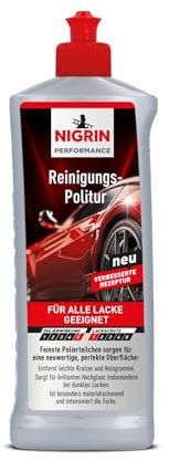 NIGRIN Performance Reinigungs-Politur, sorgt für brillanten Hochglanz, intensiviert die Farbe, für alle Lackarten geeignet, entfernt Schmutz, leichte Kratzer und Hologramme, Silber, 500 ml