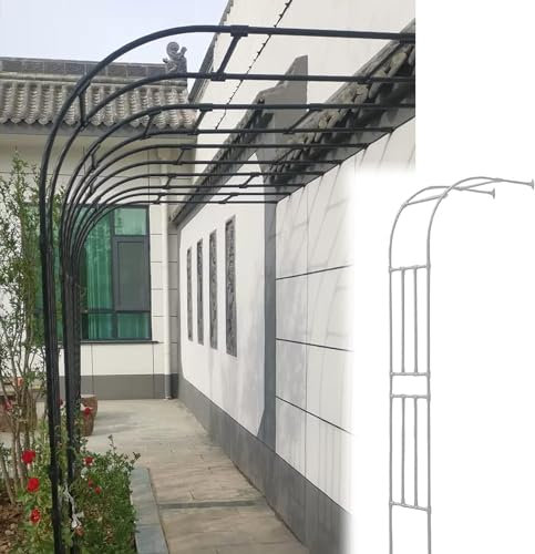 Traliccio da giardino in metallo galvanizzato, robusto arco bianco per piante rampicanti e rose, 180 x 240 cm, design a mezzo arco durevole per decorazioni da giardino