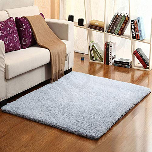 Tappeto in Finta Pelle di Pecora-Agnello Tappeto Moderno a Pelo Corto Morbido e Antiscivolo Ottima qualità Adatto per Soggiorno Grigio 80 x 80 cm