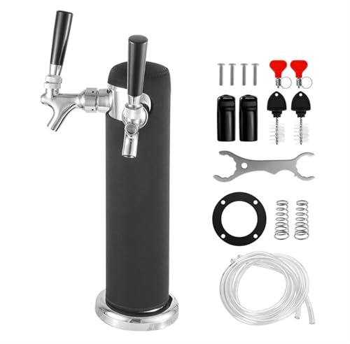 Spillatore Birra Da Casa Torre for birra alla spina con doppio rubinetto, kit erogatore for colonna di birra lucidata da 3 pollici con strumenti chiave for tubi preassemblati(With colomn cover)