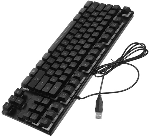 NUOBESTY 87 Key Wired Mechanical Gaming Keyboard with Rgb LED Black | Compact 12 Multimedia Keys, 19-key Conflict Design, Plastic Build, Waterproof for Gaming