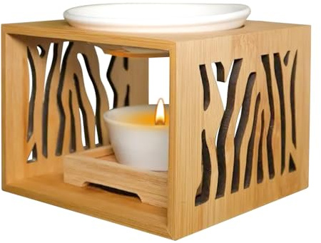 PORFOYO Lampada profumata Tealight, lampada profumata in ceramica, lampada aromatica con portacandela, scalda candela, lampada per camera, per spa, yoga, Halloween, Natale