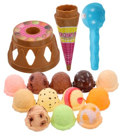 SUPVOX Ice Cream Set Stacking Toys for Boys and Girls Pretend Food Plastic Ice Counter Play Set Toy Stacking Game