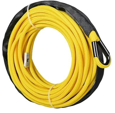 Cable sintético for cabrestante de Coche de 12 mm x 25 m, Resistente, for Accesorios de ATV, UTV y camión. Ligero y con Mayor Resistencia a la abrasión(Yellow)