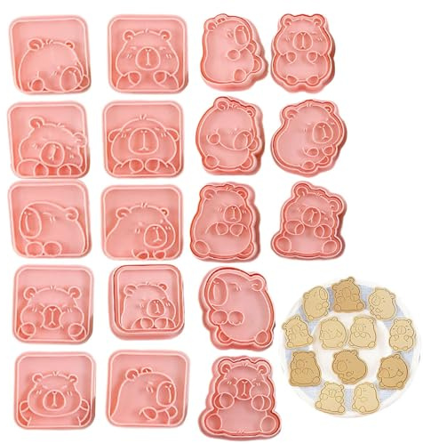 18Pcs Capybara Cookie Cutter, Christmas Embossing Cookie Cutter, Cute Biscuits Cutters Mold Capybara Shape, Cartoon Biscuits Stamps Kit for Fudge, Cheese, Baking, Fondant, Chocolate