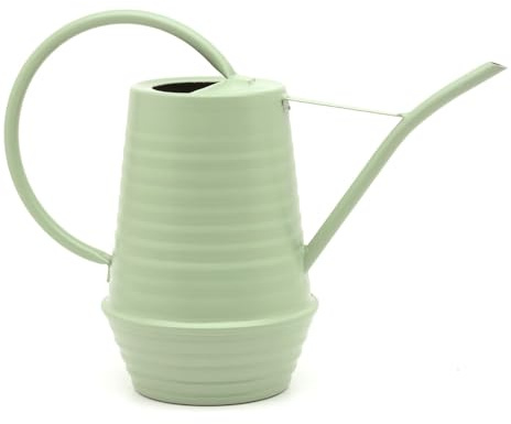 CKB LTD inomhus vattenkanna liten 1,1 L – grön galvaniserad koljärn ribbad bondgårdsstil med lång smal pip – dekorativt trädgårdstillbehör för krukväxter, blommor och örter (mintgrön)