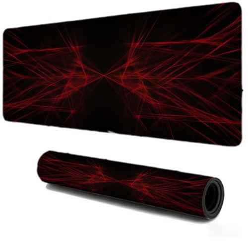 Alfombrilla Ratón Gaming Grande XXL 1000x600, Mejora la Velocidad y la Precisión, Rojo Línea Mouse Pad Antideslizante, Alfombrillas Raton de Oficina y Casa, Accesorio Gaming para Ratón Teclado S-173