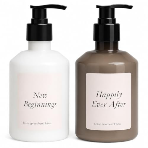 MIJOMA Set lozione manuale 2 x 470 ml – Happily Ever After con Desert Lime & New Beginnings con Blue Cypress – Cura delle mani idratante con erogatore pompa