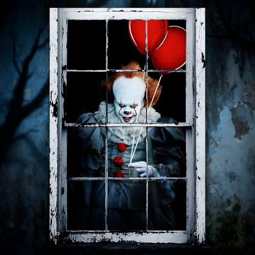 Halloween Deko Fensters Halloween Deko Outdoor Innen Fensters 120 x 80cm Halloweens Fensterdeko Gruselig Fensterbilder Dekoration für Spukhaus Innen Garten