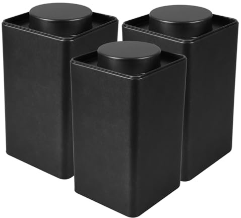 DINHEAROM Latas De Té Vintage Cuadradas 3 Piezas 161 Mm De Altura Almacenamiento Metálico Para Bolsitas y Hojas Sueltas De Té Organizador Para Cocina y Café
