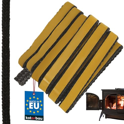 KOTARBAU® Cinta Chimenea Alta Temperatura - Fibra De Vidrio - 15 x 3 mm - Negro - Junta Cristal Chimenea - 2.5 m - Cinta Ignifuga para Chimeneas - Resistente Al Calor - Junta Puerta Estufa de Pellets