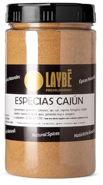 LAYBÉ - Especias Cajún, Cocina Americana, Aromático y Ligeramente Picante - Doble Dosificador y Cierre Hermético - Bote Hostelería 400g